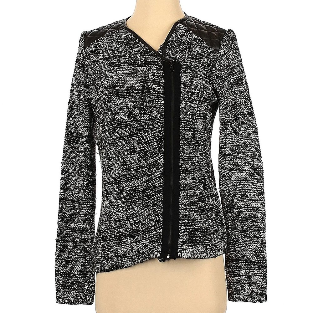 Ann Taylor Black Zip Knit Cardigan Size S